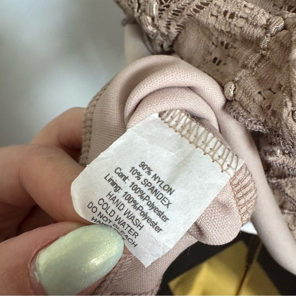 Y2K Charlotte Russe Strapless Mesh Lace Top – Mocha, Satin Waist Fairy Whimsy L - Picture 7 of 7